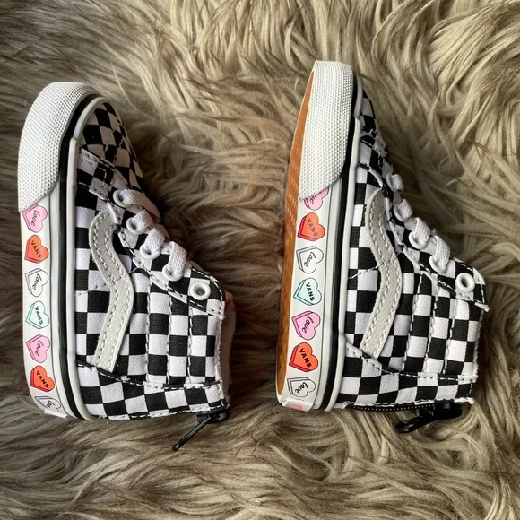 🩷🤍❤️ Vans Toddler Sk8-Hi Zip Candy Hearts - Picture 7 of 12